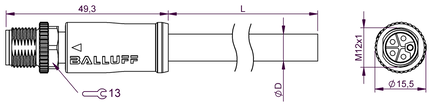 Przewód przyłączeniowy z jednostronnym złączem, seria BCC (BCC0L39) - Balluff