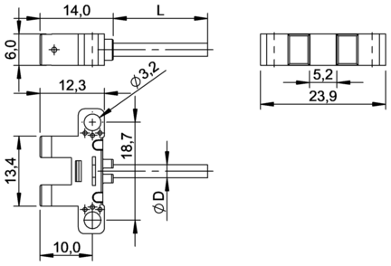 Czujnik optoelektroniczny, widełkowy w obudowie z tworzywa sztucznego, seria BGL (BGL005A) - Balluff