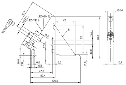 Czujnik optoelektroniczny, kątowy, seria BWL (BWL001L) - Balluff
