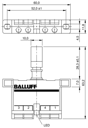 Przełącznik jednopozycyjny, indukcyjny, seria BES (BES02ML) - Balluff
