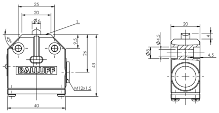 Przełącznik jednopozycyjny, mechaniczny, seria BNS (BNS0041) - Balluff