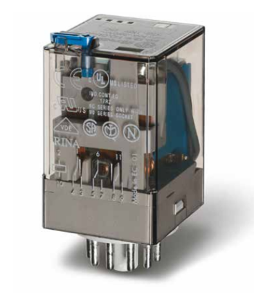 Przekaźnik przemysłowy 3P 10A 400V AC, przycisk testujący, mechaniczny wskaźnik zadziałania 60.13.8.400.0040 - Finder
