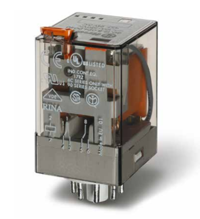Przekaźnik przemysłowy 2P 10A 12V AC, przycisk testujący, mechaniczny wskaźnik zadziałania 60.12.8.012.0040 - Finder