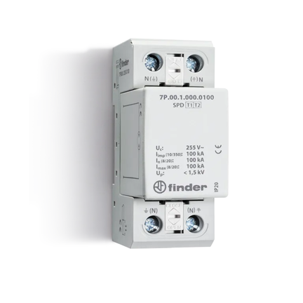Ogranicznik przepięć B typ 1 100kA 1,5kV 230V AC, iskiernik (N-PE) 7P.09.1.255.0100 - Finder