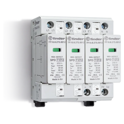 Ogranicznik przepięć B+C Typ 1+2 12,5/30kA 1,2kV 230V AC, 4xwarystor (L,N-PE) 7P.15.8.275.1012 - Finder