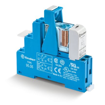 Przekaźnikowy moduł sprzęgający 15,8mm, 2P 10A 12V DC, styki AgNi, zaciski śrubowe, szyna DIN 48.62.7.012.0050SPA - Finder