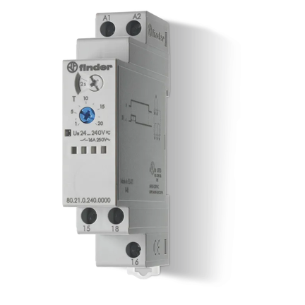 Przekaźnik czasowy 1P 16A 24-240V AC/DC 0,1s-24h 250V jednofunkcyjny DI 80.21.0.240.0000 - Finder