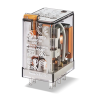 Przekaźnik miniaturowy 2P 10A 12V AC, przycisk testujący, mechaniczny wskaźnik zadziałania 55.32.8.012.0040 - Finder