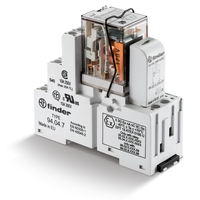 Moduł interfejsowy 27mm, 4P 7A 24V AC, styki AgNi, wskaźnik zadziałania, blokada, przycisk testujący, DIN 58.34.8.024.0060SPA - Finder