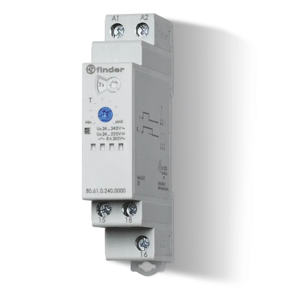 Przekaźnik czasowy 1P 8A 24-240V AC/DC 0,05s-3min 250V jednofunkcyjny BI 80.61.0.240.0000T - Finder