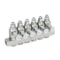 Wtryskiwacz smaru GL-33, stal, rozdzielacz z 6 wtryskiwaczami, G 1/8 x 6 mm, stal (G24W505) - Graco