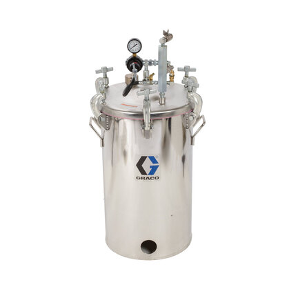 Zbiornik niskociśnieniowy V=10 gal (HVLP), regulacja do 15 PSI, ASME, 88 cm, 35 kg, stal nierdzewna - Graco