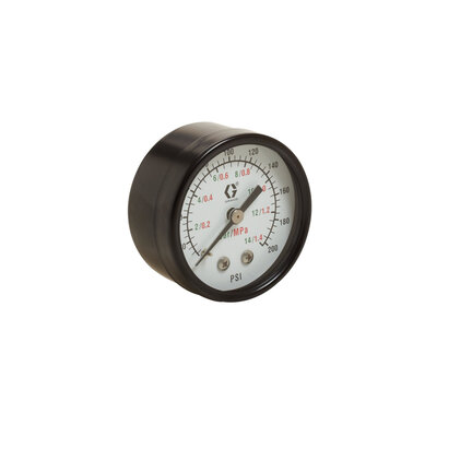 Manometr, montaż dolny, zakres ciśnienia 0 - 200 PSI (0 - 14 bar) (G100960) - Graco