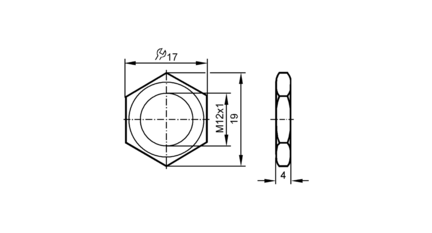 Nakrętka heksagonalna NUT M12X1 V4A 2 PIECES (E10025) - IFM