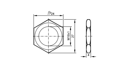 Nakrętka heksagonalna NUT M18X1 BRASS 2 PIECES (E10027) - IFM