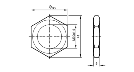 Nakrętka heksagonalna NUT M30X1.5 BRASS 2 PIECES (E10030) - IFM