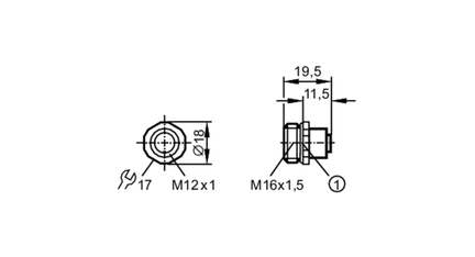 Gniazdo do zabudowy EdoGH050MSS00,7E05(M16) (E11917) - IFM