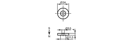 Magnes M6.0 NEODYM, DRILL HOLE (E12539) - IFM