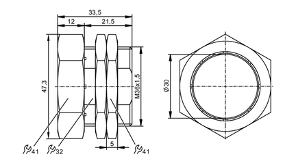 Tuleja montażowa z blokadą FIXING/M30/NT/MS/END STOP (E12747) - IFM
