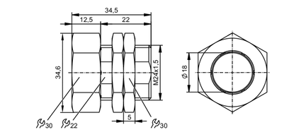 Tuleja montażowa z blokadą FIXING/M18/NT/FE/COATED/END ST (E12755) - IFM