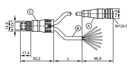 Przewód połączeniowy typu Y YdoGH080MSS00,2H02STGH080MSS (E12798) - IFM
