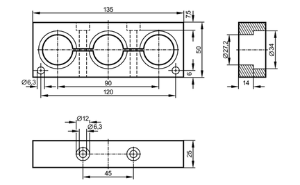 Adapter montażowy  potrójny (E30079) - IFM