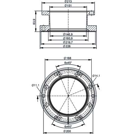 Aseptyczna flansza adaptera procesowego Din11864-2A (E40528) - IFM