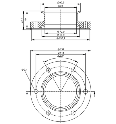 Adaptery procesowe typu clamp Din 32676 Seria C (Asme Bpe) (E40615) - IFM