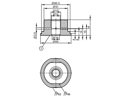Adapter procesowy SMS ADAPT G1/2 - SMS DN50/2" (E43344) - IFM