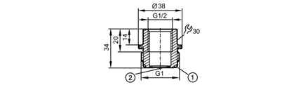 Adapter wkręcany G1/2-G1 ASEPTOFLEX VARIO (E43358) - IFM