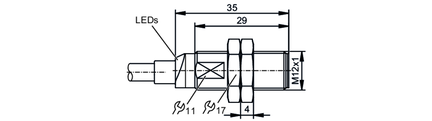 Metalowy czujnik indukcyjny IFB2004BARKG/AM/SC/5,0M/2LED (IFR205) - IFM