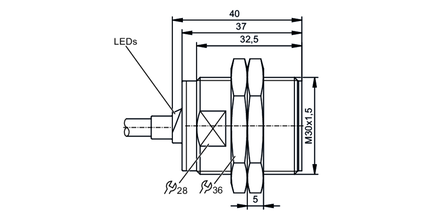 Metalowy czujnik indukcyjny IIB2012BARKG/AM/SC/3,0M/2LED (IIR204) - IFM