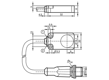 Czujnik indukcyjny IQ23008BBPKG/0.3M/PUR/US (IQ2002) - IFM