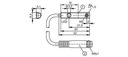 Czujnik położenia tłoka z celką GMR MKC3028BBPKG/G/0,3M/ZH/AS (MK5533) - IFM