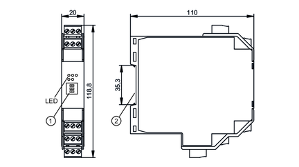 Wzmacniacz separacyjny dla czujników  Namur NV1221/230VAC/RL/1D/1G (N0033A) - IFM