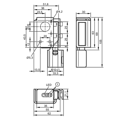 Czujnik dyfuzyjny z tłumieniem tła O5H-FPKG/US100/3D (O5H51A) - IFM