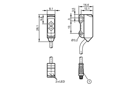 Czujnik typu bramka - odbiornik O8E-DNKG/0,30M/AS/4P (O8E205) - IFM