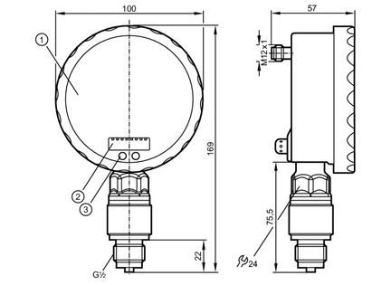 Czujnik ciśnienia z wyświetlaczem analogowym PG-1-1-REB12-MFRKG/US/ /P (PG2409) - IFM