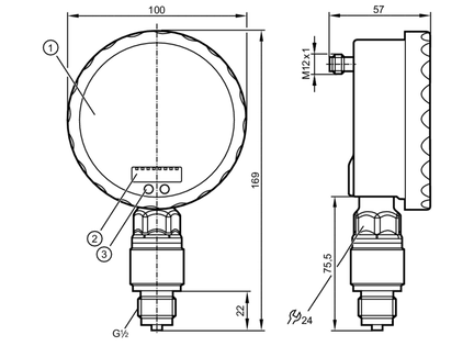 Czujnik ciśnienia z wyświetlaczem analogowym PG-100-REB12-MFRKG/US/ /P (PG2452) - IFM