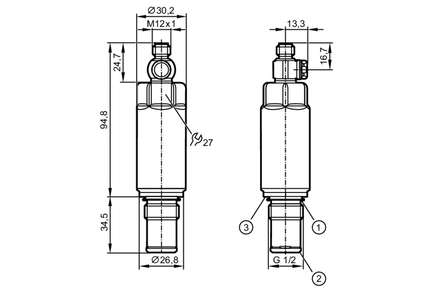 Czujnik ciśnienia z płaską celką pomiarową PM-016-REA12-A-ZVG/US (PM1514) - IFM