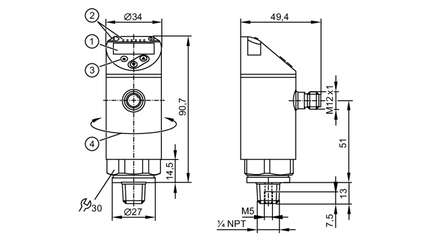 Czujnik ciśnienia z wyświetlaczem PN-400-SEN14-MFRKG/US/ /V (PN2670) - IFM