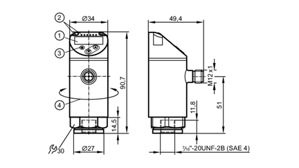 Czujnik ciśnienia z wyświetlaczem PN-100-SEU76-QFRKG/US/ /V (PN7392) - IFM