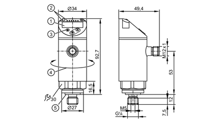 Czujnik ciśnienia z wyświetlaczem PN-016-REG14-QFRKG/US/ /V (PN7514) - IFM