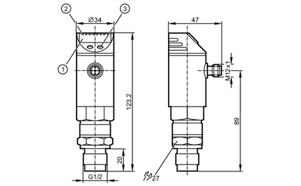 Czujnik ciśnienia z wyświetlaczem PN-025-RDR12-MFRKG/US/ /V (PY2033) - IFM