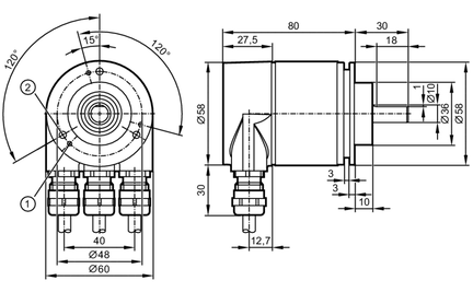 Enkoder absolutny wieloobrotowy z pełnym wałem RMK0025-E24/E (RM3007) - IFM