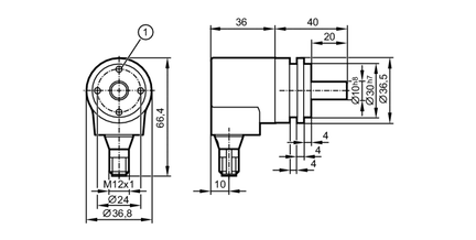 Enkoder absolutny wieloobrotowy z pełnym wałem RMS0024-C24/UST (RM9006) - IFM