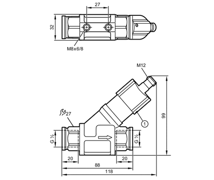 Przepływomierz z zaworem zwrotnym SBG12HF010KG/US (SBG433) - IFM