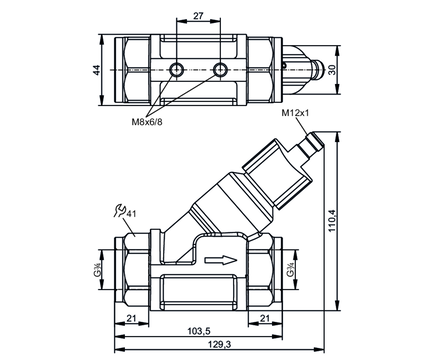 Przepływomierz z zaworem zwrotnym SBG34HF010KG/US (SBG446) - IFM