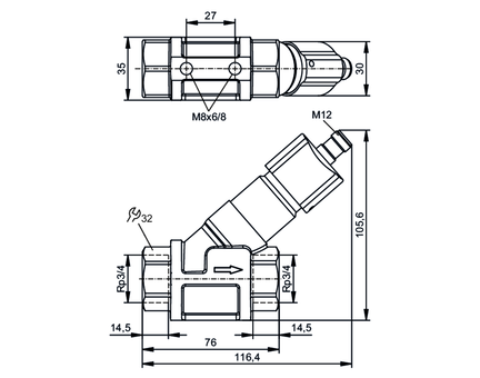 Przepływomierz z zaworem zwrotnym SBY34HF010KG/US (SBY434) - IFM