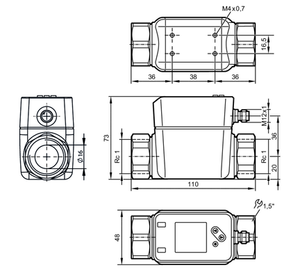Przepływomierz elektromagnetyczny SMK11XGXFRKG/US-100 (SM8420) - IFM